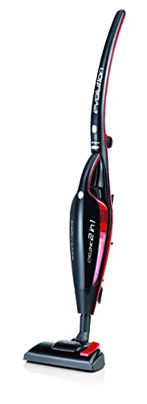 Ariete Evo 2 en 1 2764 - Aspirador Escoba de Mano con Cable, Ciclónico, 600 W, Filtro Hepa, Color Negro y Rojo