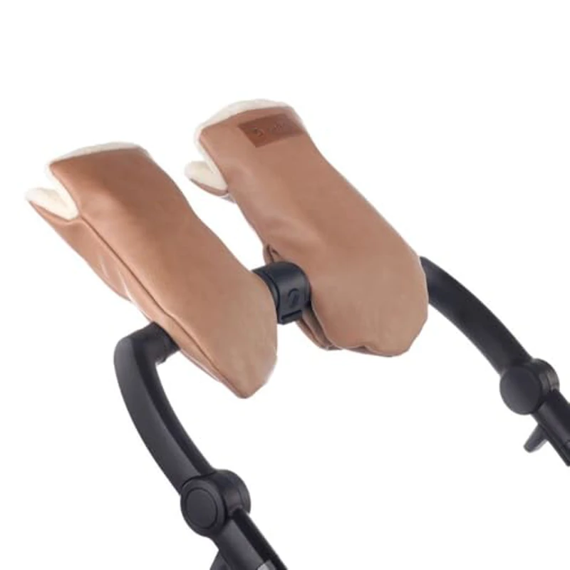 Jané Manoplas para Carrito, Guantes Carro Bebé, con Imán, Universales, Forro Polar Interior, Impermeable, Cortaviento, Polipiel Exterior, Color Marrón - Imagen 1
