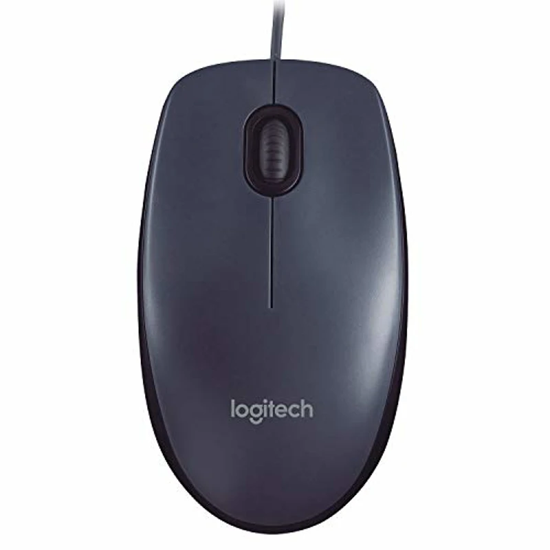 Logitech M90 Ratón con Cable USB, Seguimiento Óptico 1000 DPI, Ambidiestro, PC, Mac, Portátil, Negro