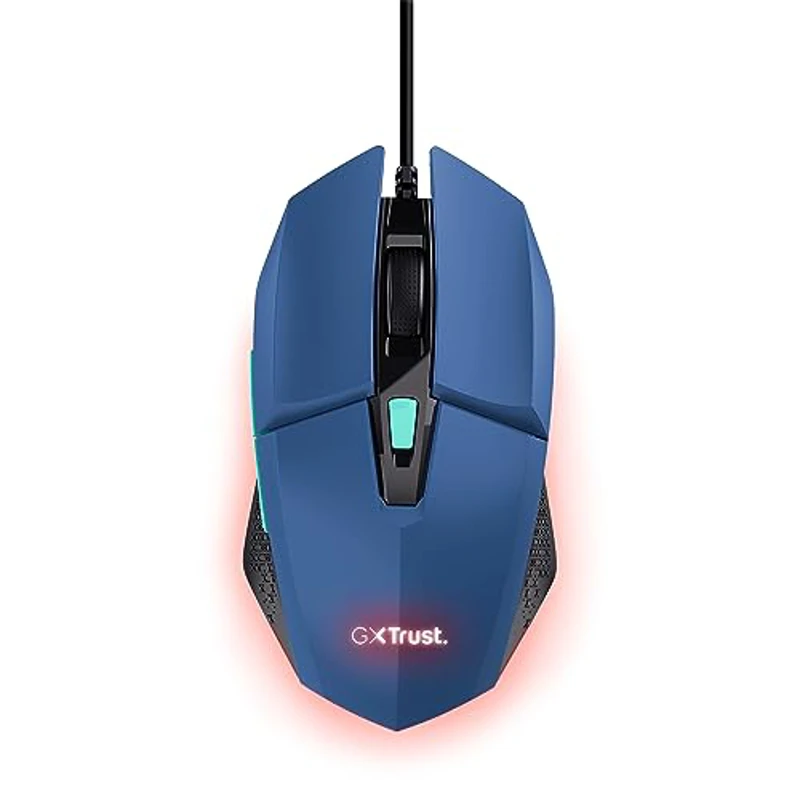 Trust Gaming GXT 109B Felox Ratón Gaming con 6 Botones Programables, Iluminación LED Multicolor, Software Incluido, 200-6400 dpi, Cable USB 150 cm, Mouse Gamer para PC/Portátil - Azul