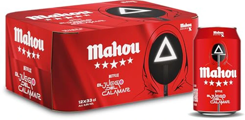 Mahou Cinco Estrellas Edición Limitada El Juego del Calamar, 5.5% Volumen de Alcohol, Pack de 12 Latas x 33 cl