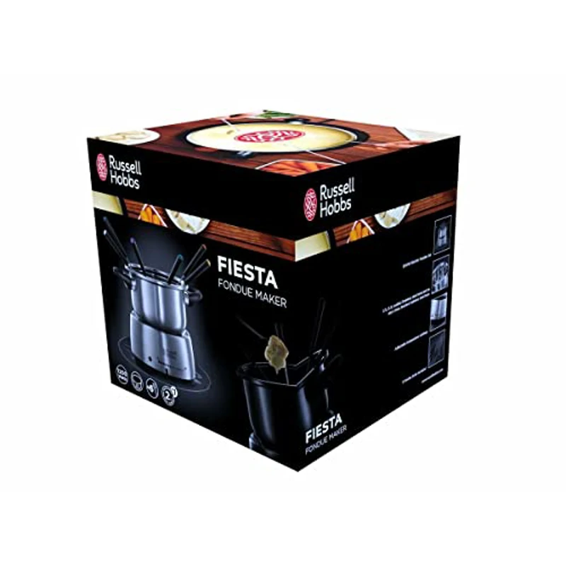 Russell Hobbs Fondue Fiesta - Fondue Eléctrica Para Fundir Chocolate o Queso, Capacidad 1,7L, Temperatura Ajustable, Función Mantener Calor, Incluye 6 Tenedores, Acero Inoxidable, 1200 W - 22560-56 - Imagen 3