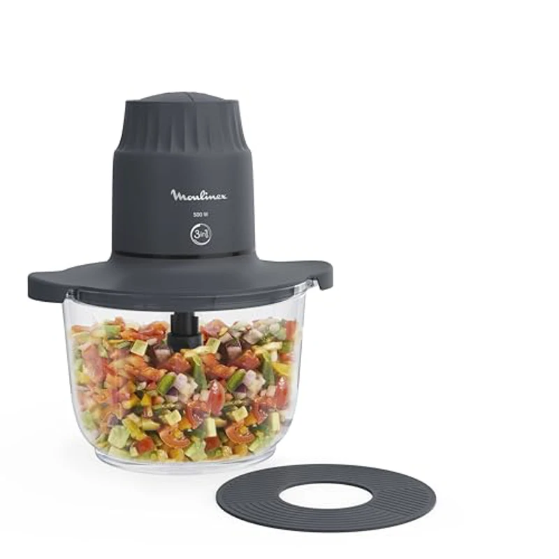 Moulinex Choppeo Picadora eléctrica con vaso de vidrio de 2 L (útil 1 L) | 4 cuchillas inox, 2 velocidades, motor 500 W | Vidrio de borosilicato resistente | Java Pepper DJ602110 - Imagen 1