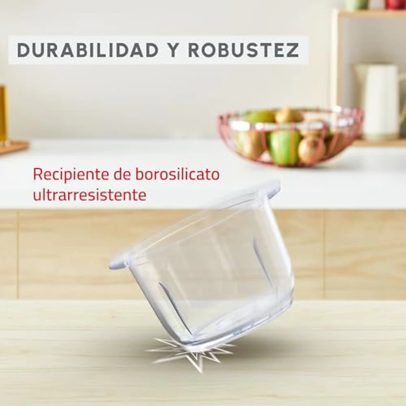 Moulinex Choppeo Picadora eléctrica con vaso de vidrio de 2 L (útil 1 L) | 4 cuchillas inox, 2 velocidades, motor 500 W | Vidrio de borosilicato resistente | Java Pepper DJ602110 - Imagen 3