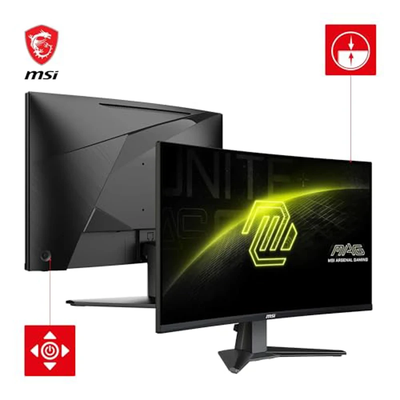 MSI mag 27C6F Monitor Curvo Gaming FHD de 27", 1500R 1920 x 1080 Panel VA rápido, 180 Hz / 0,5 ms (GtG, mín.), Sincronización adaptativa, DP 1.2a, HDMI CEC - Imagen 3