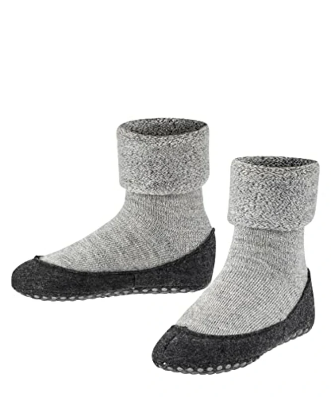 FALKE Cosyshoe Minis K Hp lana puños en la suela 1 par, Calcetines para casa Unisex niños, Gris Light Grey 3400, 27/28 EU - Imagen 1