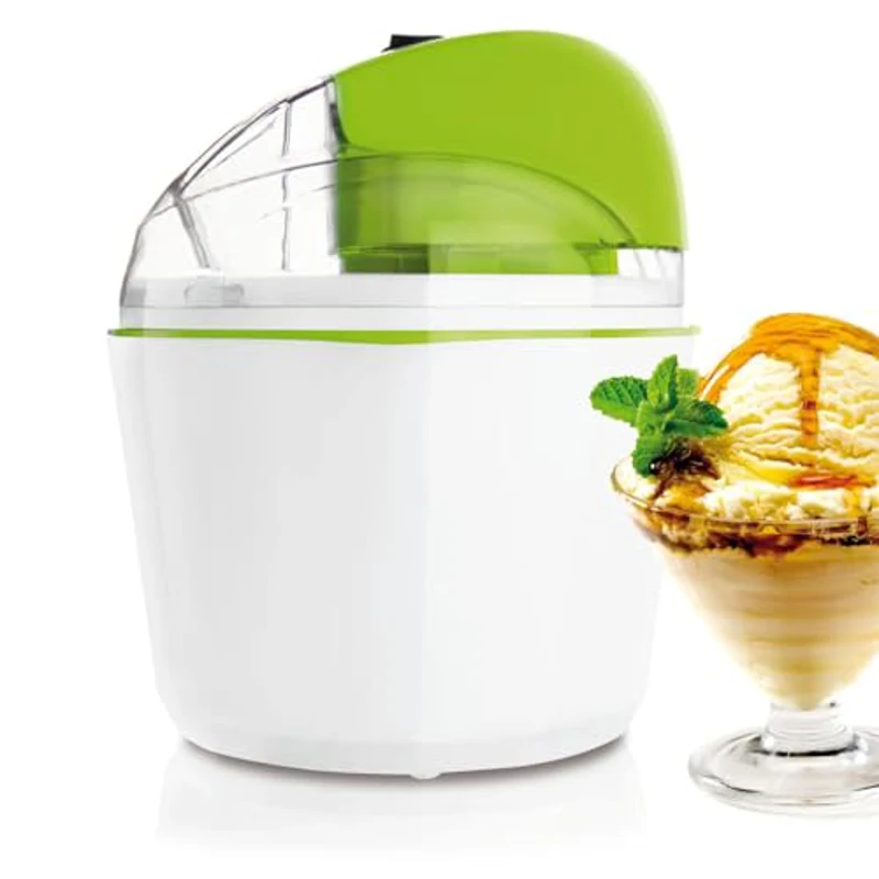 Taurus Tasty & Cream - Heladera eléctrica, 12W, 1,5litros de capacidad, bol extraíble para congelar, giro en ambos sentidos, mariposa mezcladora, recetario de 8 recetas, blanco y verde - Imagen 2