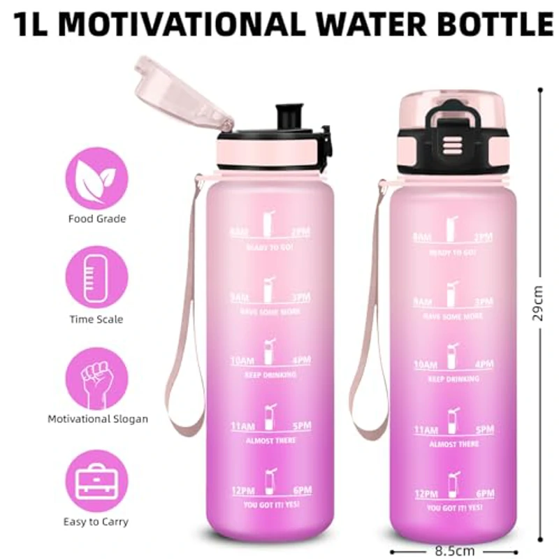 Botella Agua 500ml, Botella Agua, Cantimplora Infantil Reutilizable con Filtro, Fácil de Limpiar, Cantimplora con Marca de Tiempo, para la Escuela, Oficina, Adulto, Deportiva, Gym, Running, Bicicleta - Imagen 3
