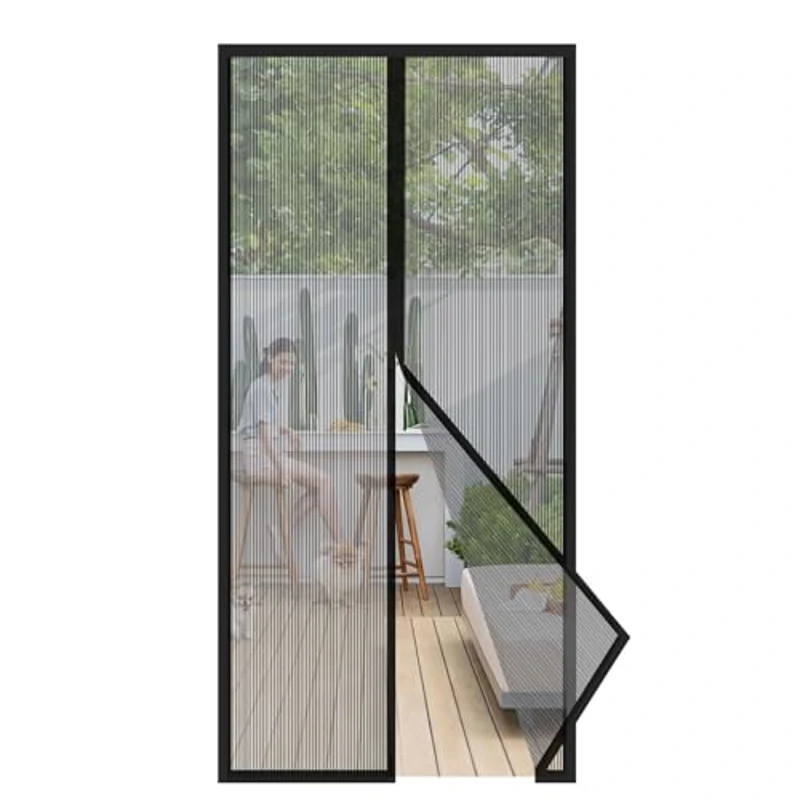 Sekey Mosquitera magnética para puerta sin necesidad de taladrar, cortina para puerta de balcón, cortina magnética, protección contra insectos, con cinta adhesiva, 115 x 210 cm, color negro