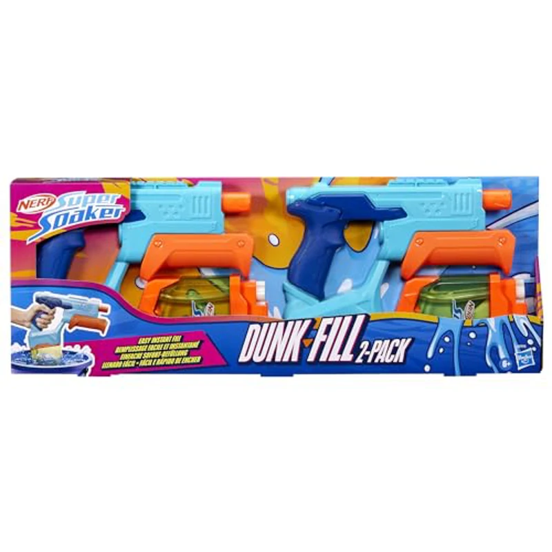 Hasbro Nerf Super Soaker Dunk-Fill 2-Pack, Set de Lanzadores de Agua, Llenado Instantáneo, Juguetes de Verano para Niños y Niñas de 6 Años o Más, Juegos Portátiles de Viaje, Diversión en Familia - Imagen 2