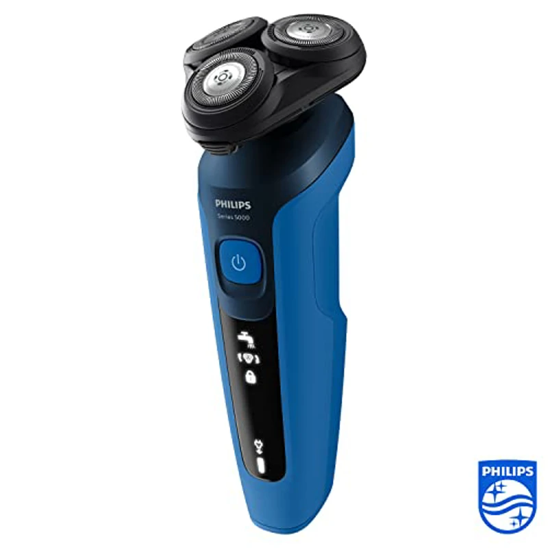 Philips Serie 5000 Afeitadora Eléctrica Hombre, Máquina de Afeitar Barba con recortadora, 27 cuchillas, Cabezal flexible 360º, 50min de uso, En Seco y Húmedo, Recargable, Funda, S5466/18, Azul Negro - Imagen 2