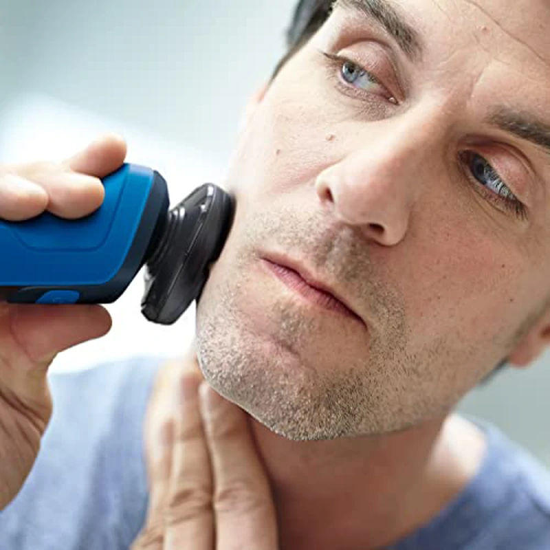 Philips Serie 5000 Afeitadora Eléctrica Hombre, Máquina de Afeitar Barba con recortadora, 27 cuchillas, Cabezal flexible 360º, 50min de uso, En Seco y Húmedo, Recargable, Funda, S5466/18, Azul Negro - Imagen 3