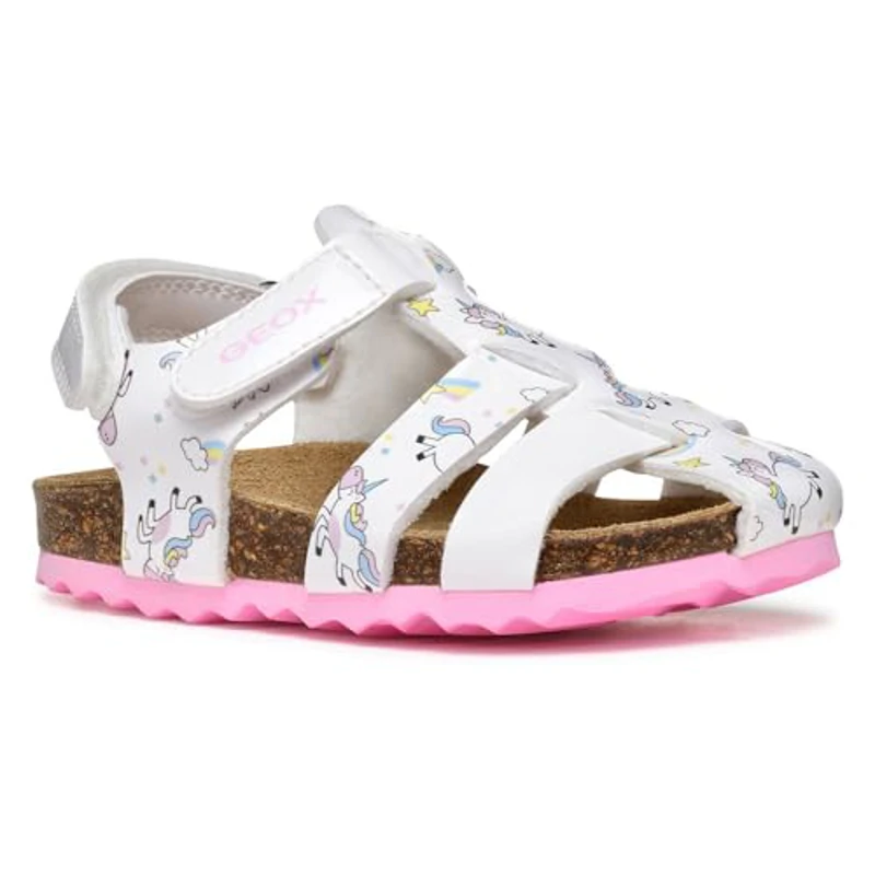 Geox B Sandal CHALKI Girl, Sandalia Bebé-Niñas, White, 23 EU