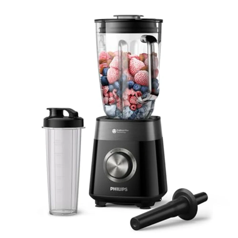 Philips Serie 5000 Batidora - Motor de 1200 W, tecnología ProBlend Plus, vaso para mezclar y listo, piezas aptas para lavavajillas, capacidad de 2 L, negro (HR3031/00) - Imagen 1