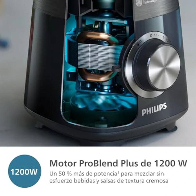 Philips Serie 5000 Batidora - Motor de 1200 W, tecnología ProBlend Plus, vaso para mezclar y listo, piezas aptas para lavavajillas, capacidad de 2 L, negro (HR3031/00) - Imagen 3
