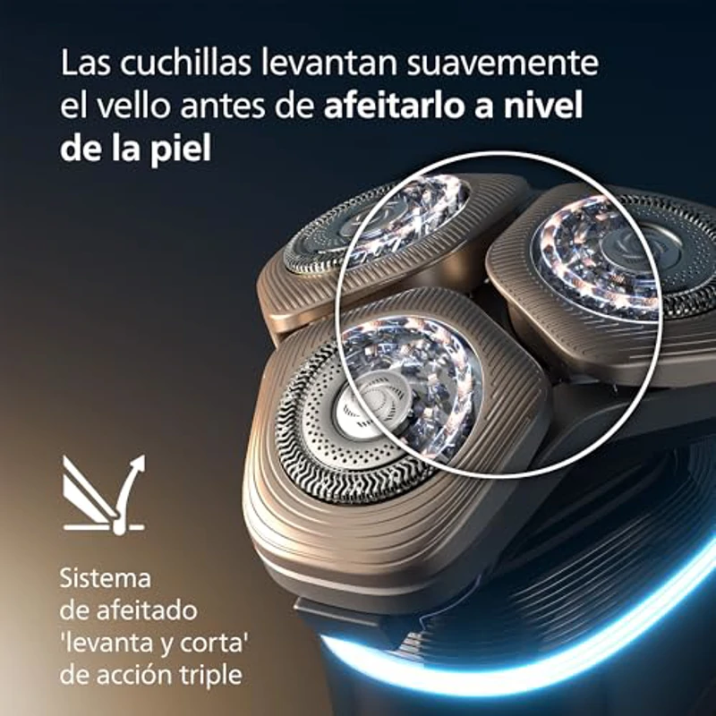Philips i9000 Prestige Ultra, Afeitadora Eléctrica Hombre, Máquina de Afeitar Barba en Seco y Mojado, Tecnología SkinIQ Pro, Base de Carga, Recargable, Estuche Premium, Centro de limpieza, XP9405/31 - Imagen 3