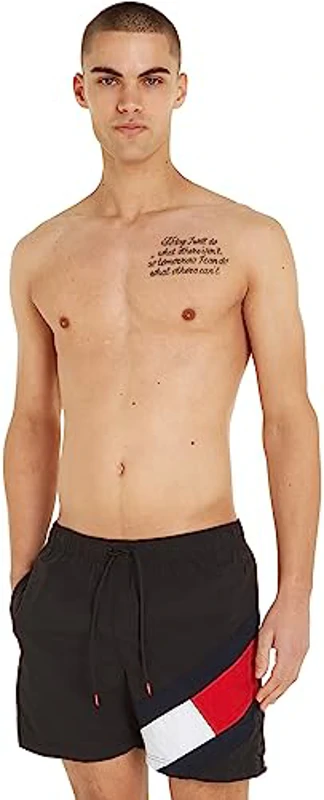 Tommy Hilfiger Bañador para Hombre SF Medium Drawstring Pernera Larga, Negro (Black), L - Imagen 1