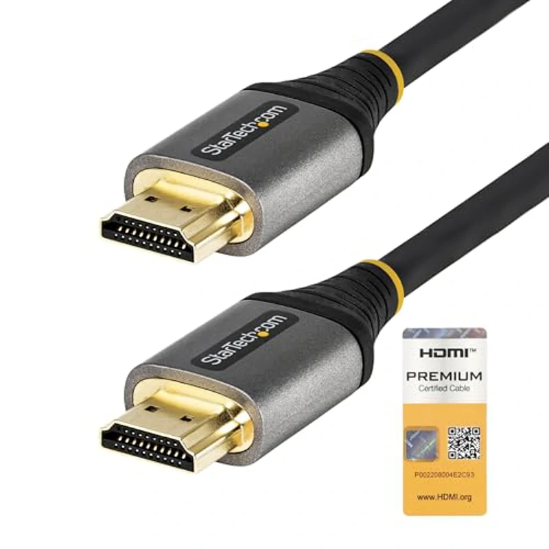 StarTech.com Cable de 1m HDMI 2.0 Certificado Premium - Cable HDMI con Ethernet de Alta Velocidad Ultra HD 4K 60Hz - HDR10, ARC - Cable de Vídeo HDMI UHD - para Monitores UHD - M/M (HDMMV1M) - Imagen 1