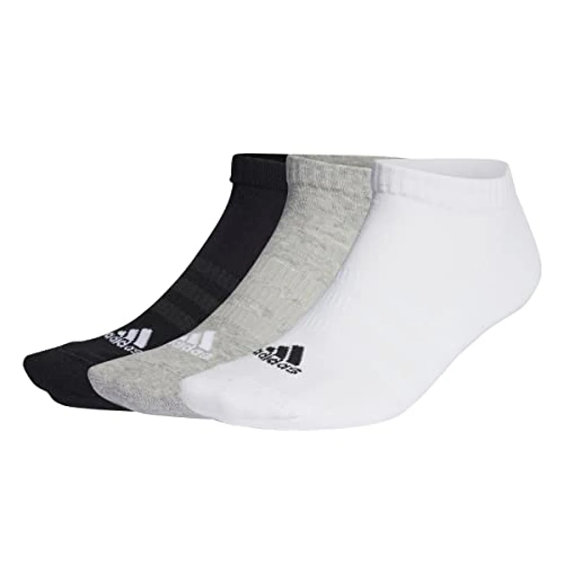 adidas Unisex adulto Cushioned Low-Cut Socks 3 Pairs, Medium Grey Heather / White / Black, 13-14.5 - Imagen 2