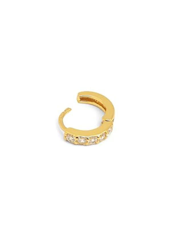 SINGULARU - Pendiente Suelto Aro Cleo M. Plata de Ley 925 con Acabado Baño de Oro de 18 Kt. Cierre Congo. Joyas para Mujer - Imagen 3