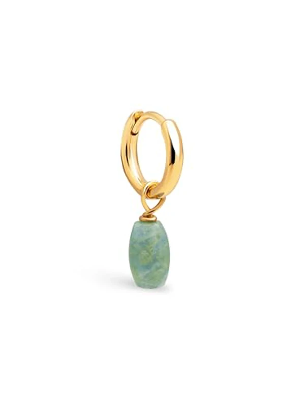 SINGULARU - Pendiente Suelto Blue Stone. Latón con Acabado de Baño Oro 18 Kt. Motivo Piedra Natural Amazonita y Cierre Congo/click. Joyas para Mujer - Imagen 1