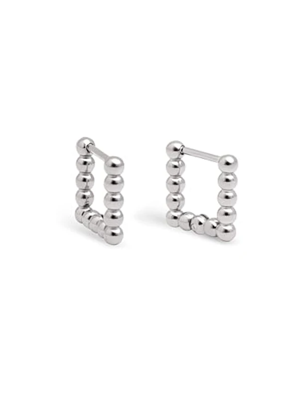 SINGULARU - Pendientes Mila Dots Acero con Acabado Brillante. Aro Cuadrados con Cierre Congo/Click. Joyas para Mujer - Imagen 1