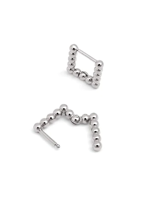 SINGULARU - Pendientes Mila Dots Acero con Acabado Brillante. Aro Cuadrados con Cierre Congo/Click. Joyas para Mujer - Imagen 3