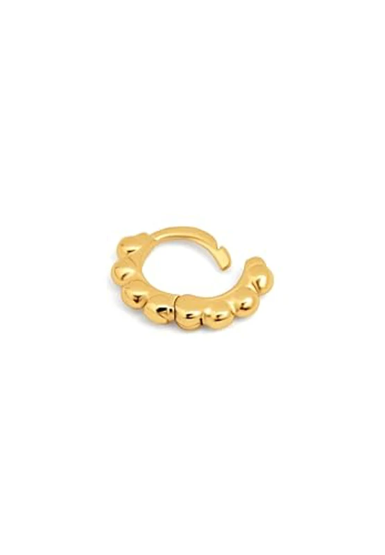 SINGULARU - Pendiente Suelto Pebbles S. Plata de Ley 925 con Acabado Baño de Oro de 18 Kt. Cierre Congo. Joyas para Mujer - Imagen 3
