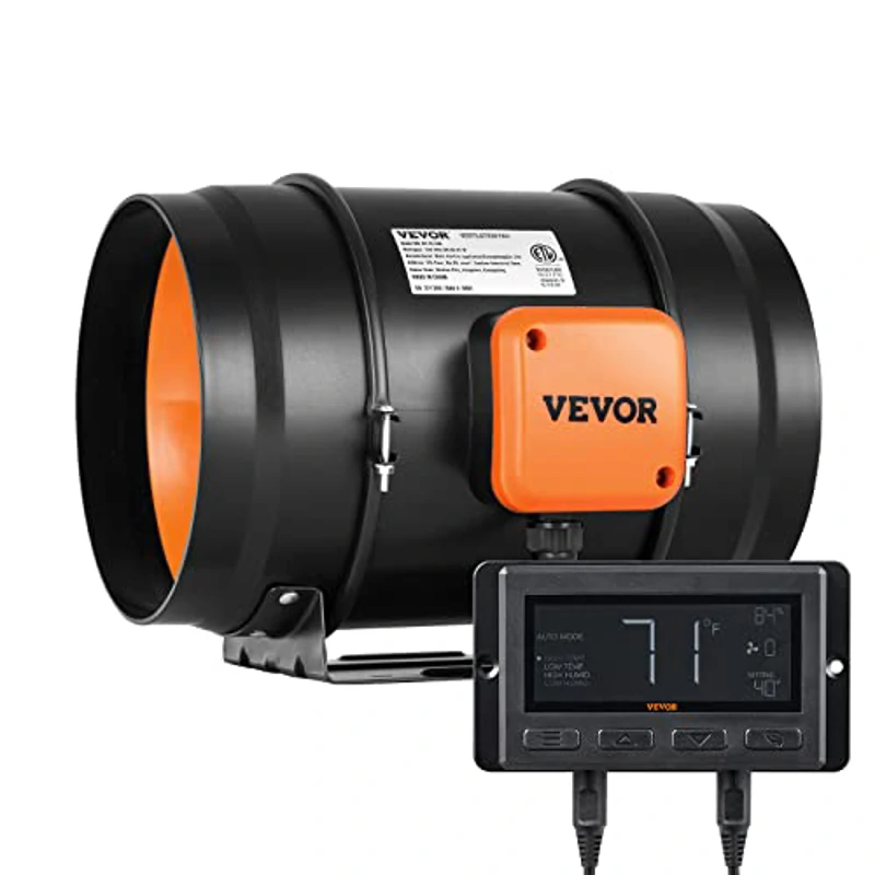 VEVOR Ventilador Extractor de Conducto de 8" Extractor en Línea con Ventilador en Silencio 68 W Motor de Cobre Ventilador de Extracción Velocidad Variable 3000 RPM para Salas de Estar Cocinas Sótanos - Imagen 1