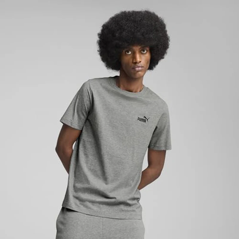 PUMA ESS Small No. 1 Logo tee, Camisetas Unisex Adulto, Medium Gray Heather, - Imagen 3