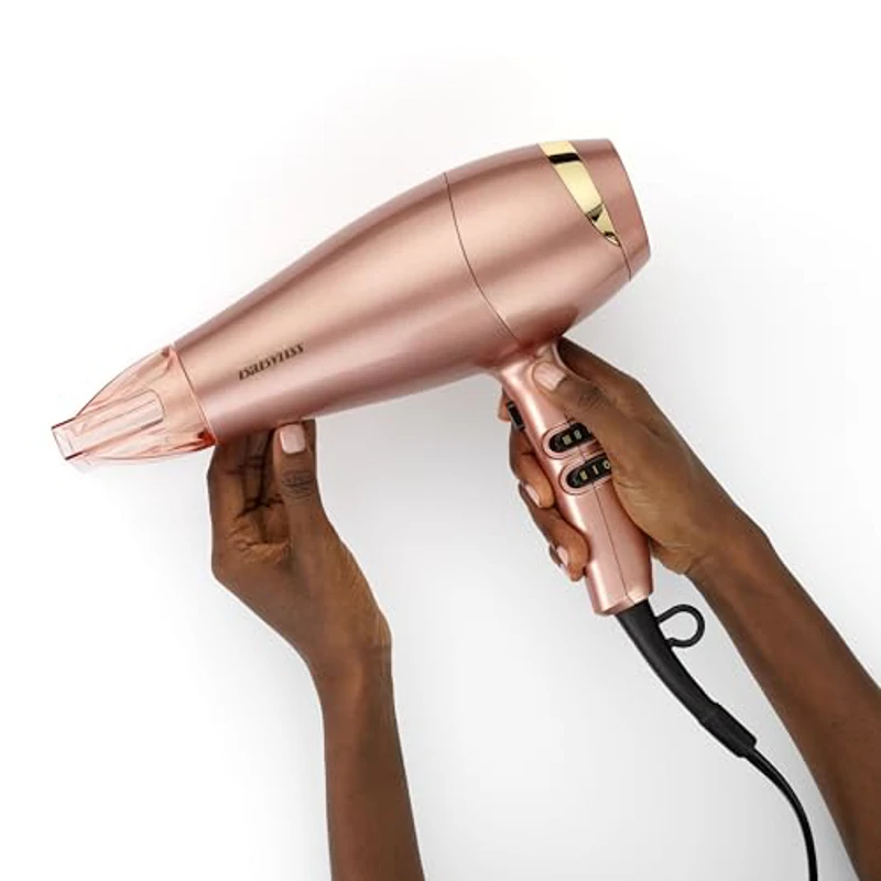BaByliss Secador de Pelo Rose Gold - Secador Profesional iónico de 2100W, Secador ligero, Secador de cabello, Secado rápido con cerámica, 3 ajustes de calor y 2 velocidades, Oro rosado, 5336PE - Imagen 3