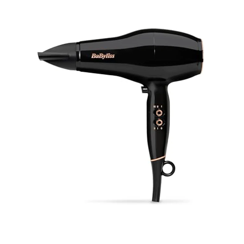 BaByliss Secador de Pelo Pro Power – Secador profesional de 2300 W, Motor AC de salón, Tecnología iónica antiencrespamiento, 3 ajustes de temperatura y 2 velocidades, Negro, D5245E - Imagen 1