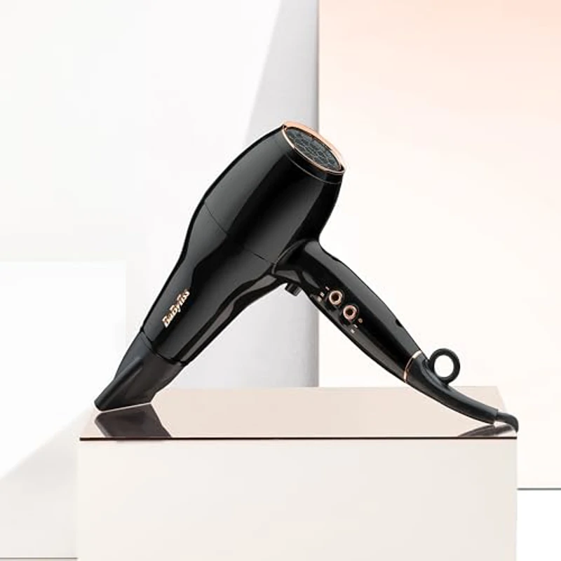 BaByliss Secador de Pelo Pro Power – Secador profesional de 2300 W, Motor AC de salón, Tecnología iónica antiencrespamiento, 3 ajustes de temperatura y 2 velocidades, Negro, D5245E - Imagen 2