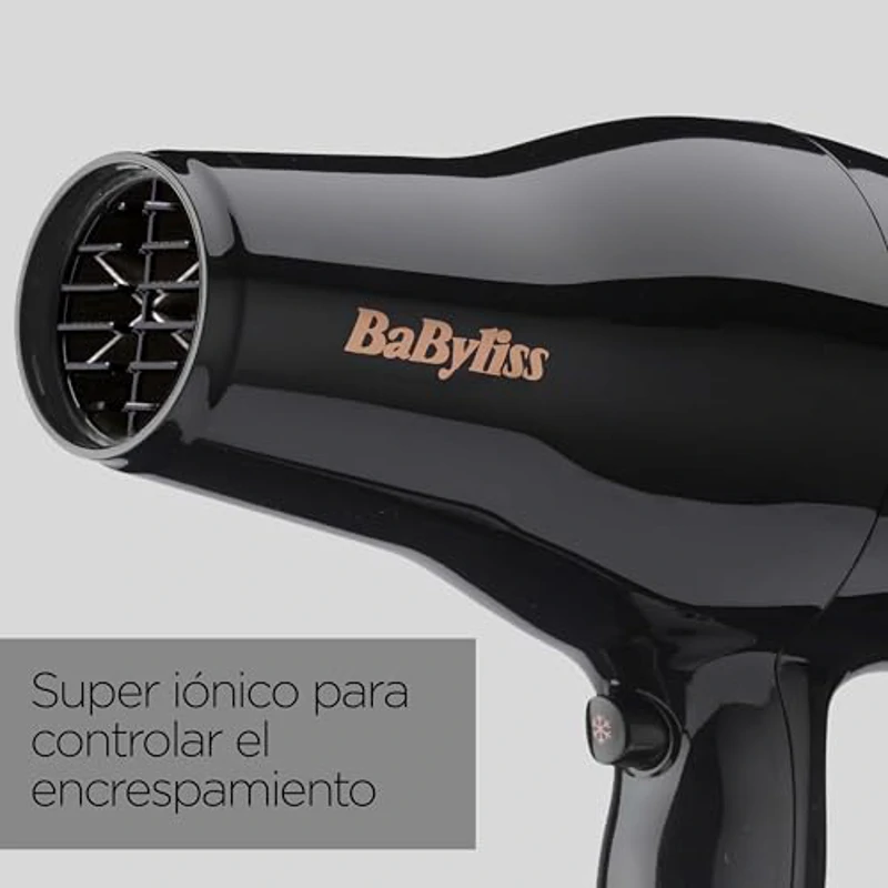 BaByliss Secador de Pelo Pro Power – Secador profesional de 2300 W, Motor AC de salón, Tecnología iónica antiencrespamiento, 3 ajustes de temperatura y 2 velocidades, Negro, D5245E - Imagen 3
