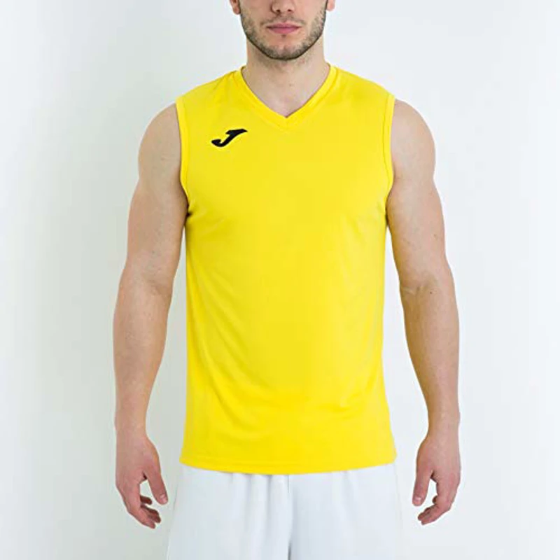 Joma - Camiseta Deportiva Sin Manga Hombre - Ligera y Transpirable Ideal para Todo Tipo de Deporte, Combi, Amarillo, XS - Imagen 2