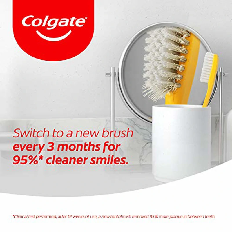 COLGATE Cepillo de dientes Extra Clean medio, limpia alcanzando hasta los dientes posteriores Pack 2+2, Multicolor (CP21509) - Imagen 2