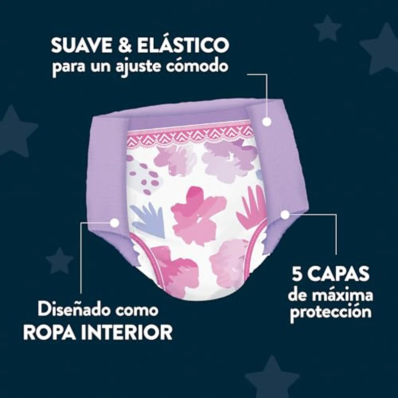 Huggies DryNites Pañales de Noche para Niño 8-13 (30-48 kg), Clínicamente Probado con 5 Capas de Máxima Protección Nocturna, 4 Packs de 13, Total 52 Calzoncillos Absorbentes - Imagen 2