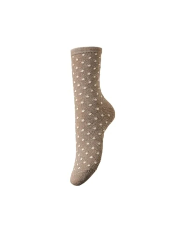 PIECES Pcsebby Glitter Long 1 Pack Pattern Noos Calcetines, Natural/Detalle: pequeños Puntos en la Parte Superior de la Col, Talla única para Mujer - Imagen 1