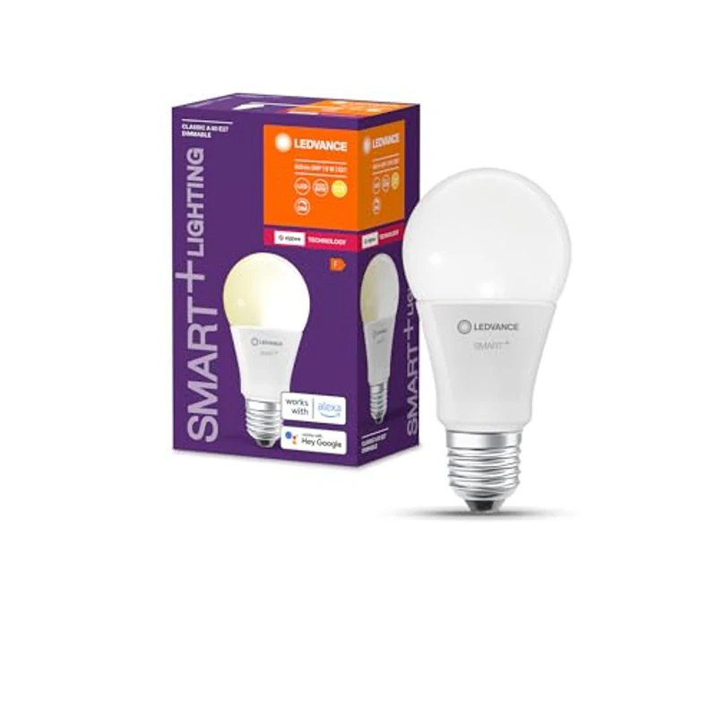 LEDVANCE Lámpara LED inteligente con tecnología ZigBee, E27 base, óptica mate, Blanco cálido (2700K), 806 Lumen, sustituto de 60W-iluminante 1-paquete - Imagen 1