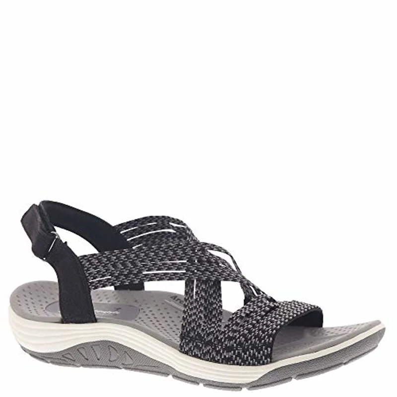 Skechers Reggae Cup Oh, Snap!, Sandalias de Punta Descubierta Mujer, Black Grey Gore, 39 EU - Imagen 1