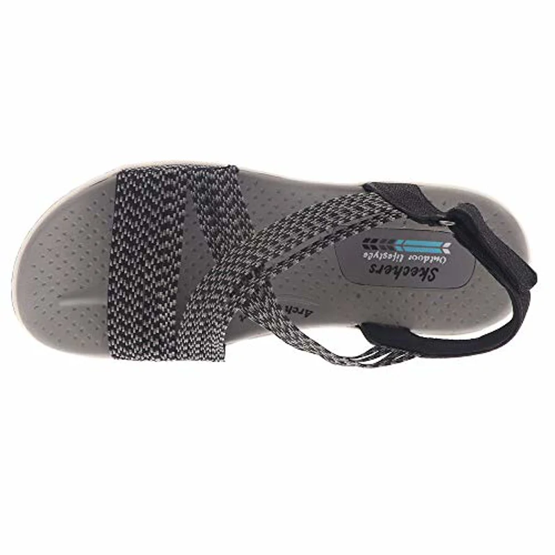 Skechers Reggae Cup Oh, Snap!, Sandalias de Punta Descubierta Mujer, Black Grey Gore, 39 EU - Imagen 2