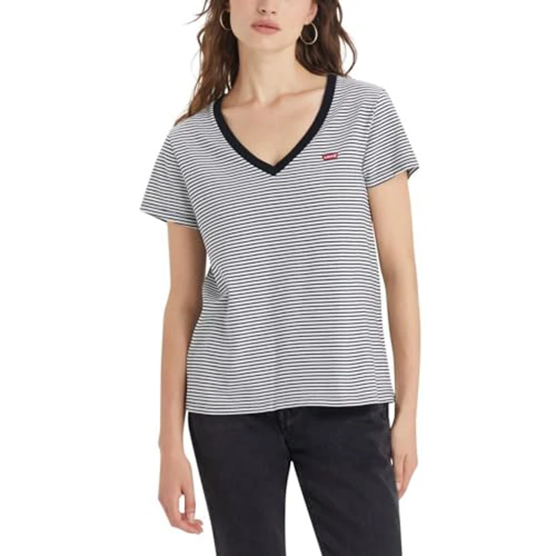 Levi's Perfect V-Neck, Mujer, Annalise Stripe Cloud Dancer, XXS - Imagen 1