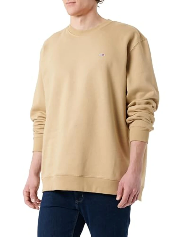 Tommy Jeans TJM Reg S Flag Crew Dm0dm20741 Sudadera de Cuello Redondo Hombre, Beige (Relic Tan), XXL_Plus - Imagen 1