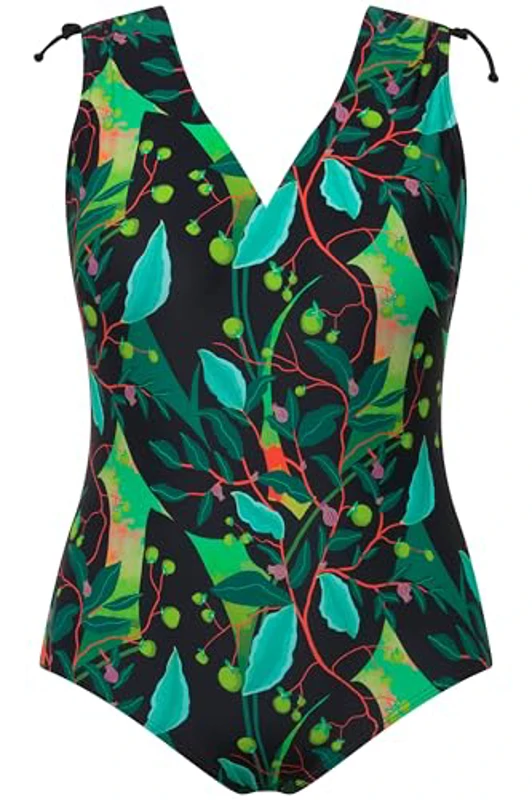 Ulla Popken Bañador Petra, Hombro Acanalado 826455 Traje de baño de una Sola Pieza, Negro, 0 Mujeres - Imagen 3