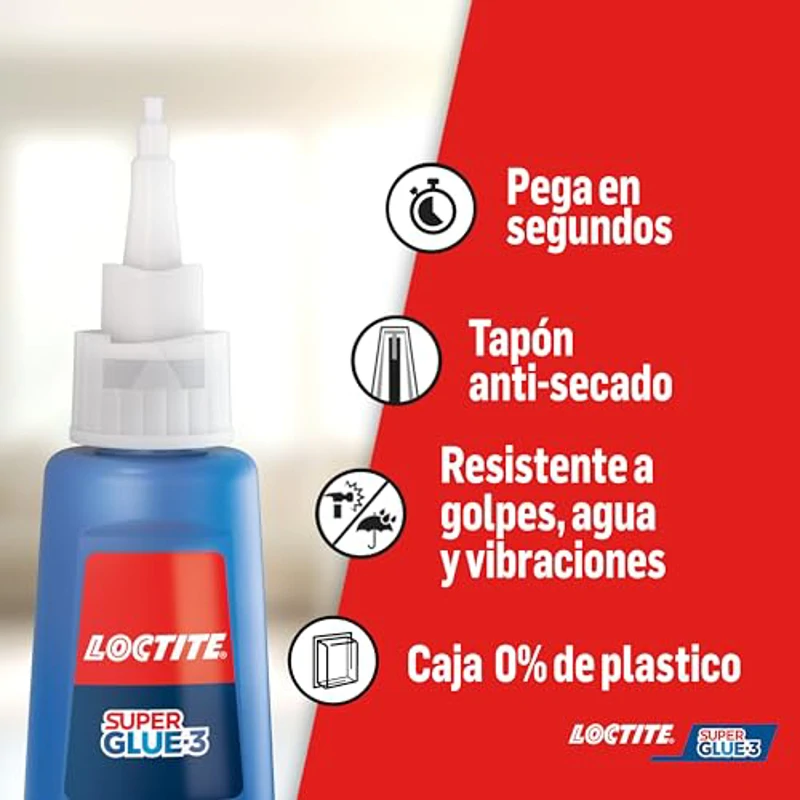 Loctite Super Glue-3 XXL, pegamento universal triple resistencia, adhesivo para uso intensivo, pegamento instantáneo, transparente y extrafuerte, 1x20 g - Imagen 3