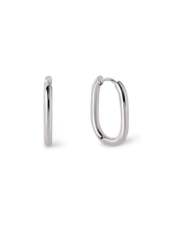 SINGULARU - Pendientes Aro Bossa. Acero y con Forma Ovalada. Pendientes Minimalistas con Cierre Congo/Click. Joyas para Mujer - Imagen 1