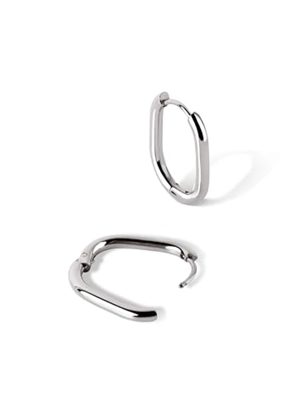 SINGULARU - Pendientes Aro Bossa. Acero y con Forma Ovalada. Pendientes Minimalistas con Cierre Congo/Click. Joyas para Mujer - Imagen 3