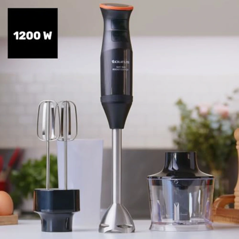 Taurus BAPI 1200 Rocket - Batidora de mano 1200W | Regulador de 20 velocidades ajustable | Función Turbo | Cuchillas de acero inoxidable | Doble batidor | Diseño ergonómico | Vaso medidor 500 ml - Imagen 2