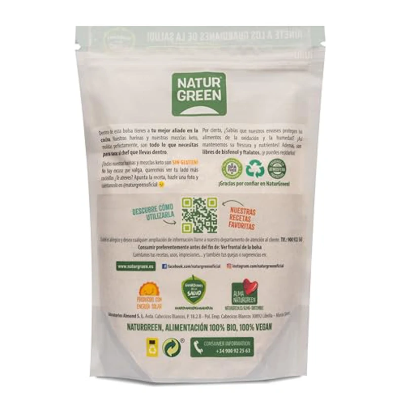 NaturGreen - Harina de Avena Integral, Granos de Avena Molidos, Ecológico, Condimento Bio, 100% Vegano - 500 g - Imagen 2