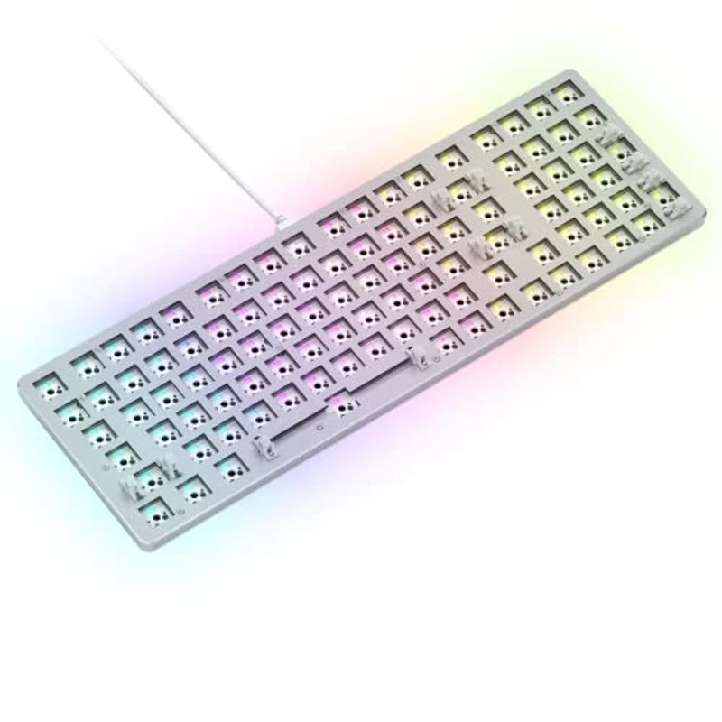 Glorious Gaming GMMK 2 Full Size (96%) Barebones (solo carcasa) - Carcasa de teclado gaming mecánico, completa (96%), aluminio, personalizable, RGB, distribuciones americano / ANSI - Blanco - Imagen 1
